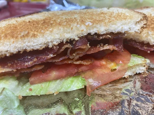 Bacon, lettuce and tomato sandwich on toast.